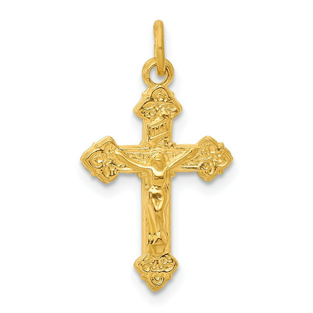 Silver Yellow Plated Crucifix Charm 26mm 